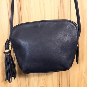 Vintage Jacqueline Ferrar Navy Leather Crossbody